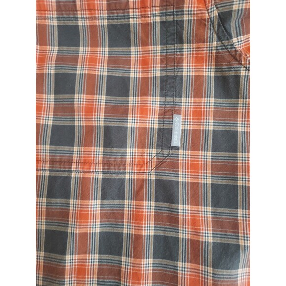 Mens Columbia 100% Cotton Gray & Orange Plaid LS Button Down Shirt Size XXL - Picture 4 of 9